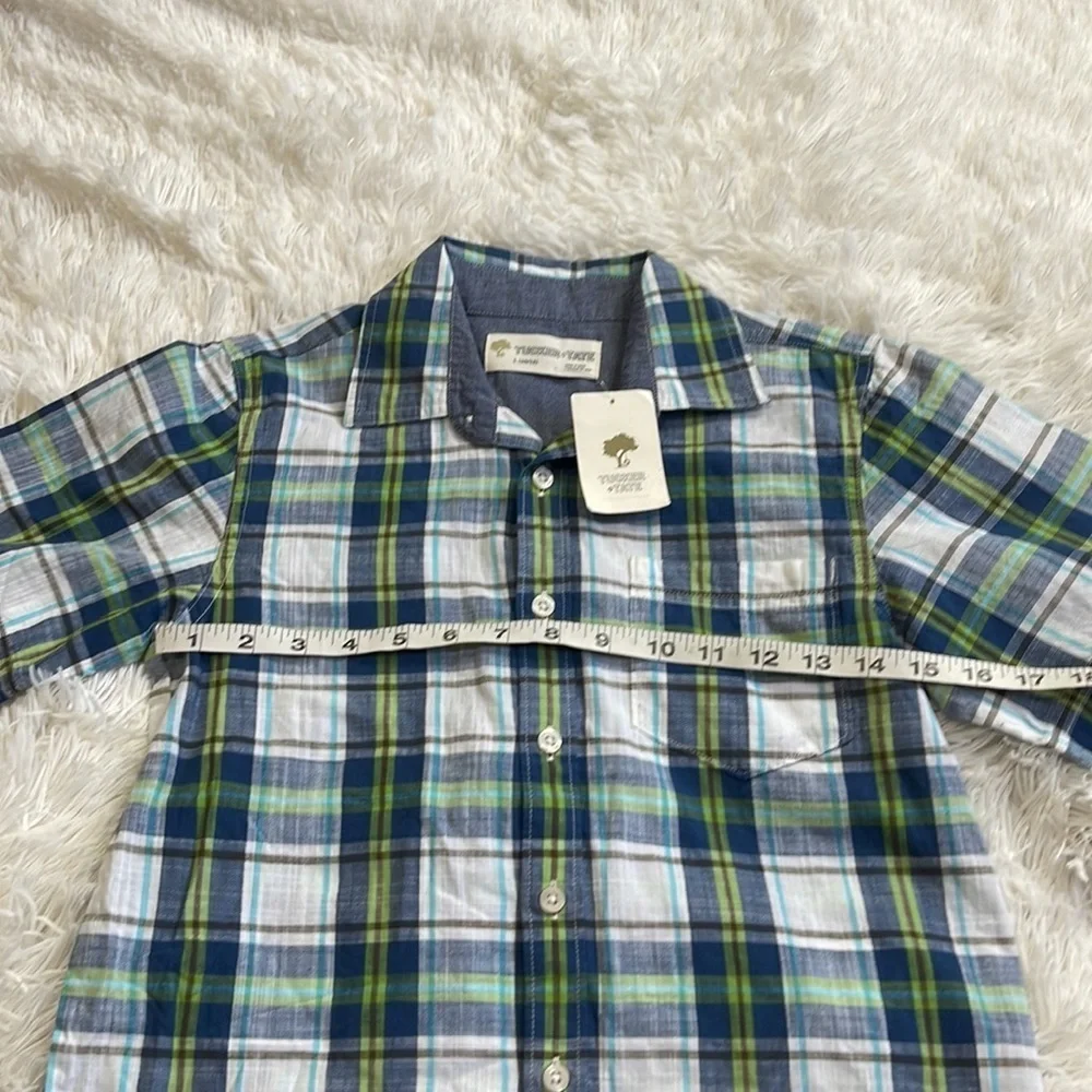 Tucker + Tate Blue & Green Plaid Short Sleeve Button Down Shirt - Picture 5 of 7
